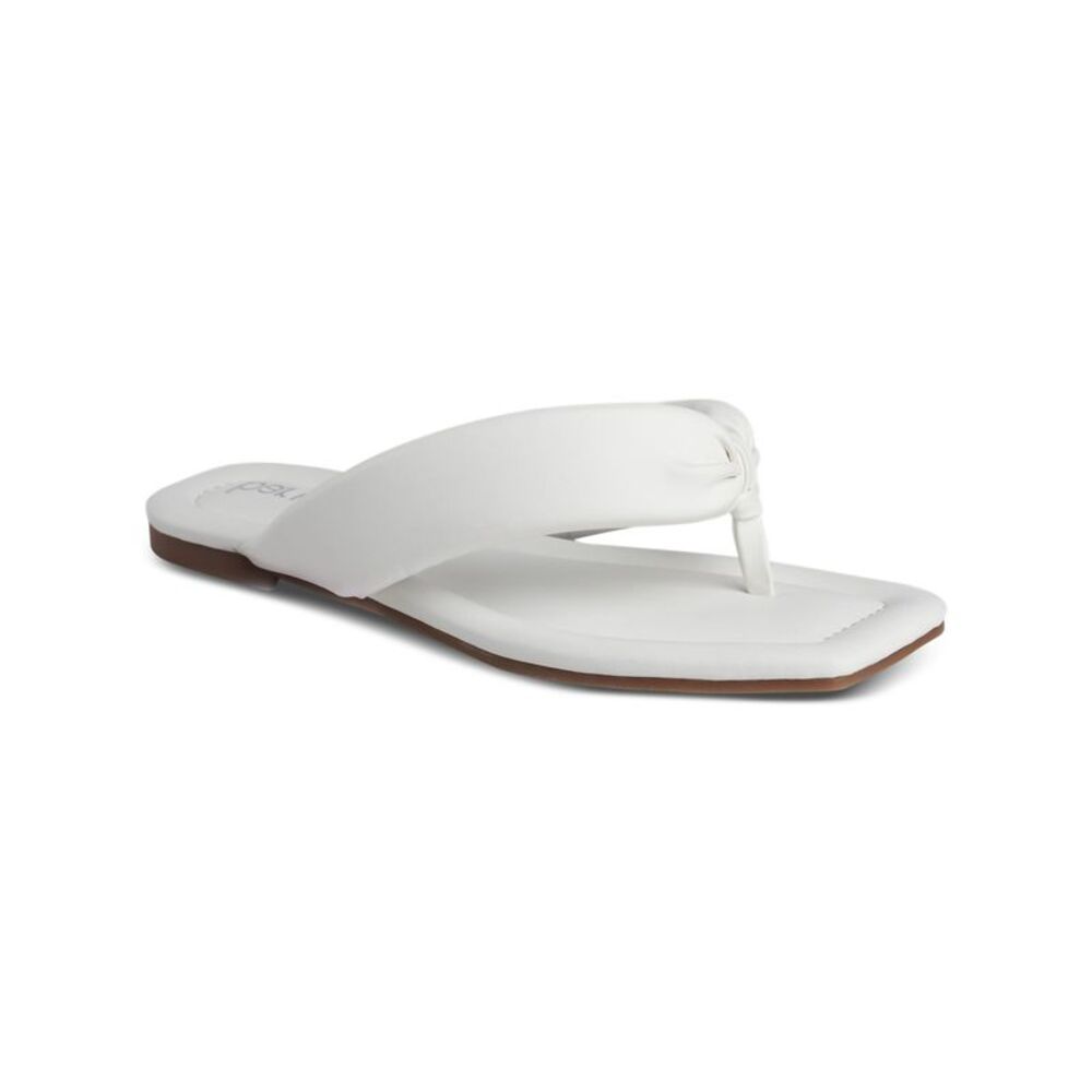 BAR III Womens White Padded Cloverr Square Toe Slip On Thong Sandals Shoes 6.5 M